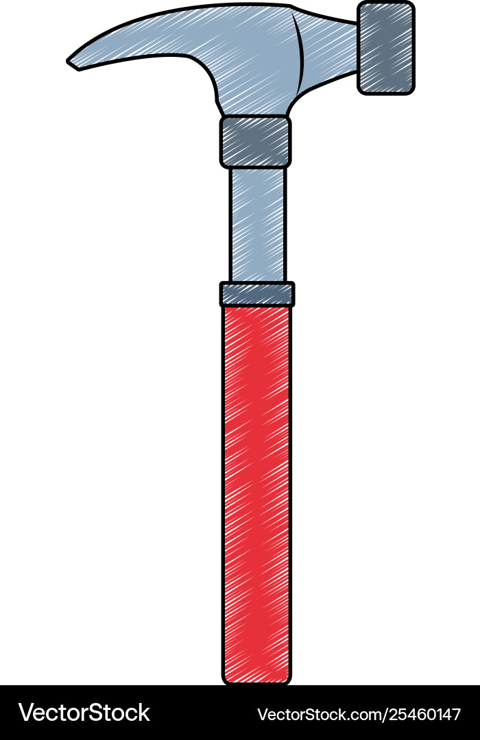 Hammer construction tool scribble Hammer construction tool scribble Vector Image