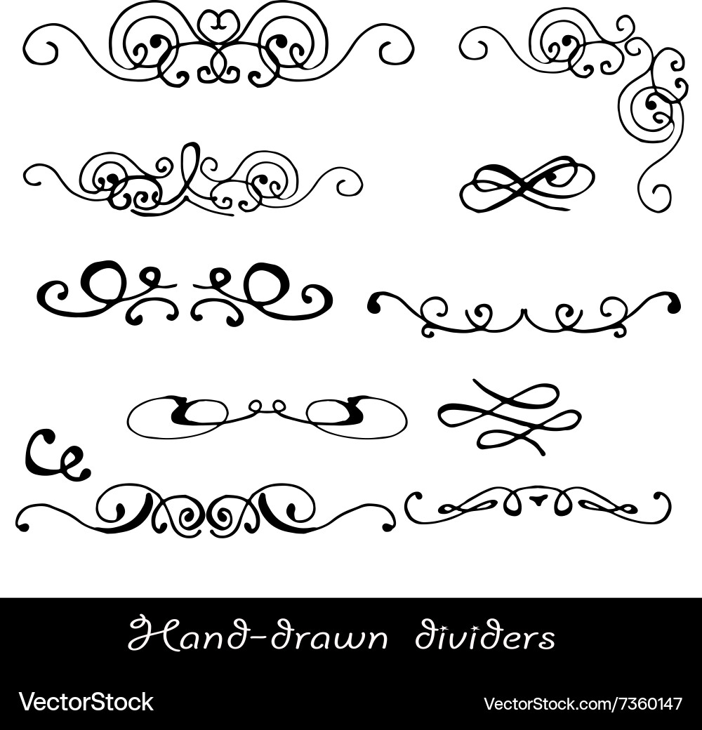 Hand Drawn Line Border Set vector image