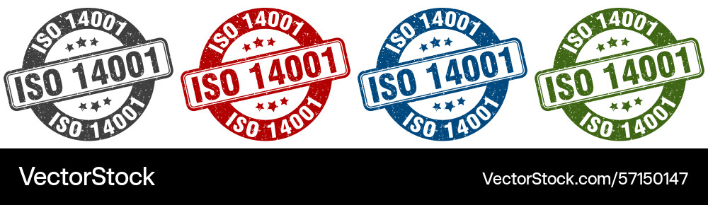 Iso 14001 stamp round set Vector Image