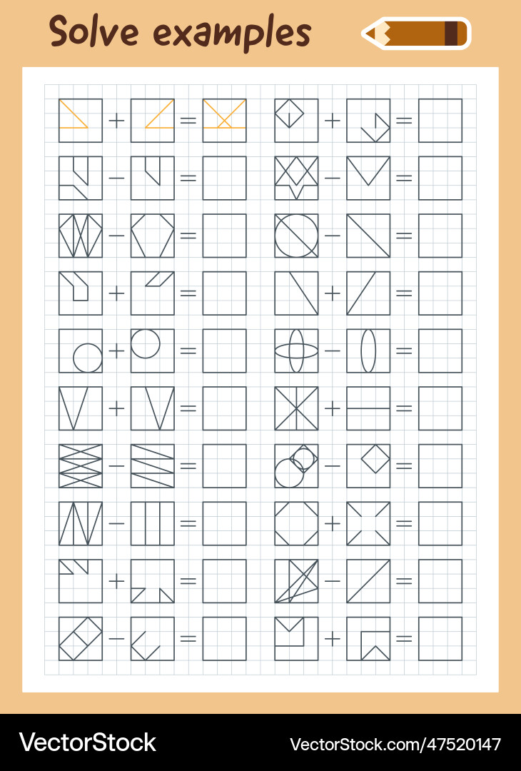 Logic exercises for children solve examples math Logic exercises for children solve examples math vector image