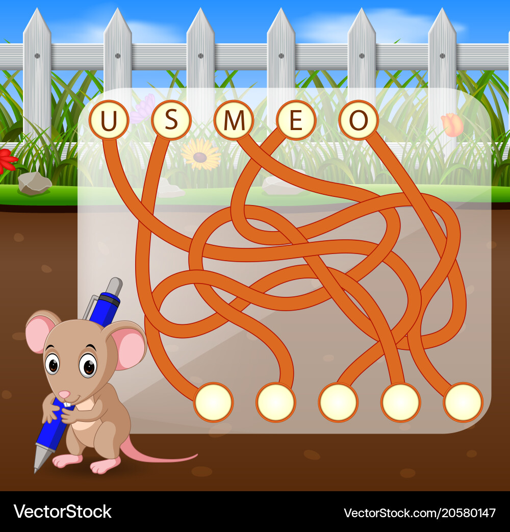 Logic Maze Puzzle with Mouse vector image