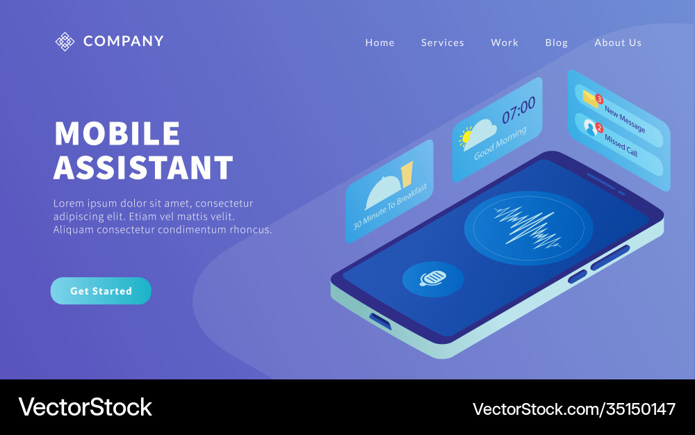 Mobile assistant app concept with smartphone Mobile assistant app concept with smartphone vector image