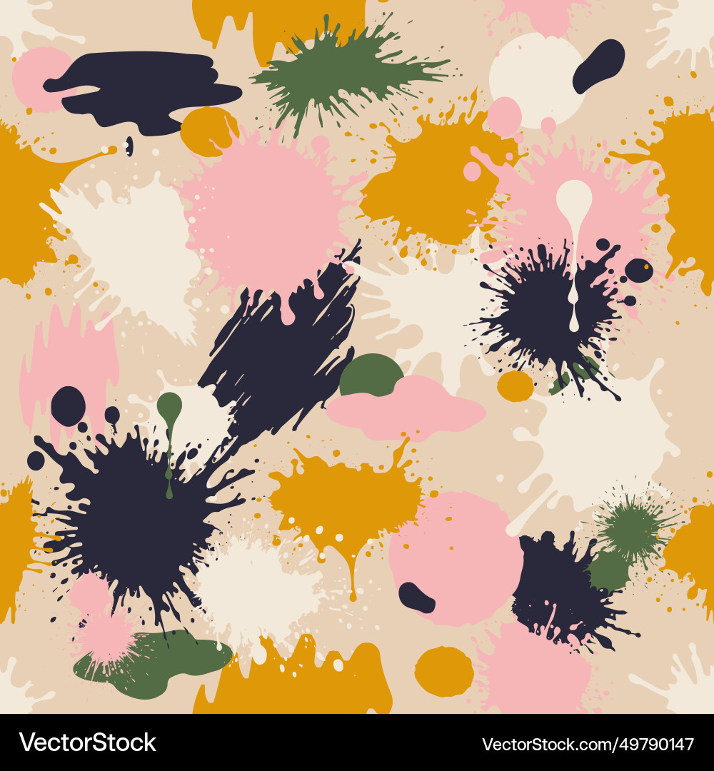Nahtlose Muster Farbe Blots und Spritztropfen Vektorbild
