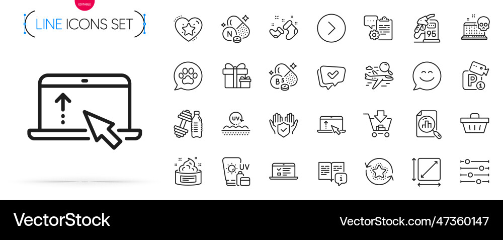 Pack of manual search flight and filter line Pack of manual search flight and filter line vector image