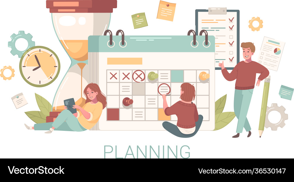 Planning self development composition Planning self development composition vector image