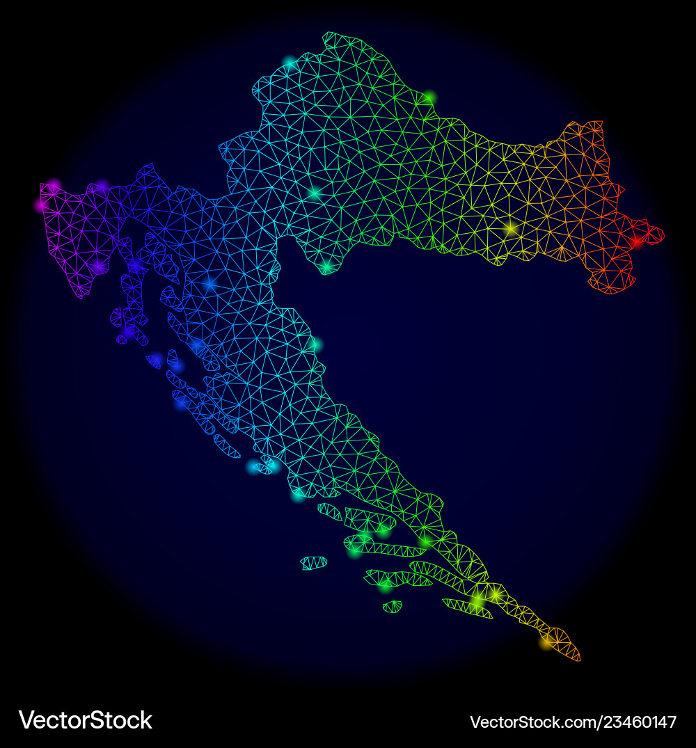 Polygonal wire frame spectrum mesh map Polygonal wire frame spectrum mesh map vector image