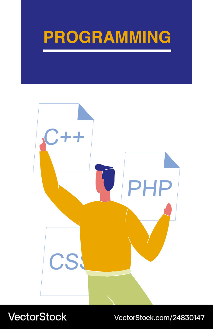 Programming flat brochure flyer with text vector image