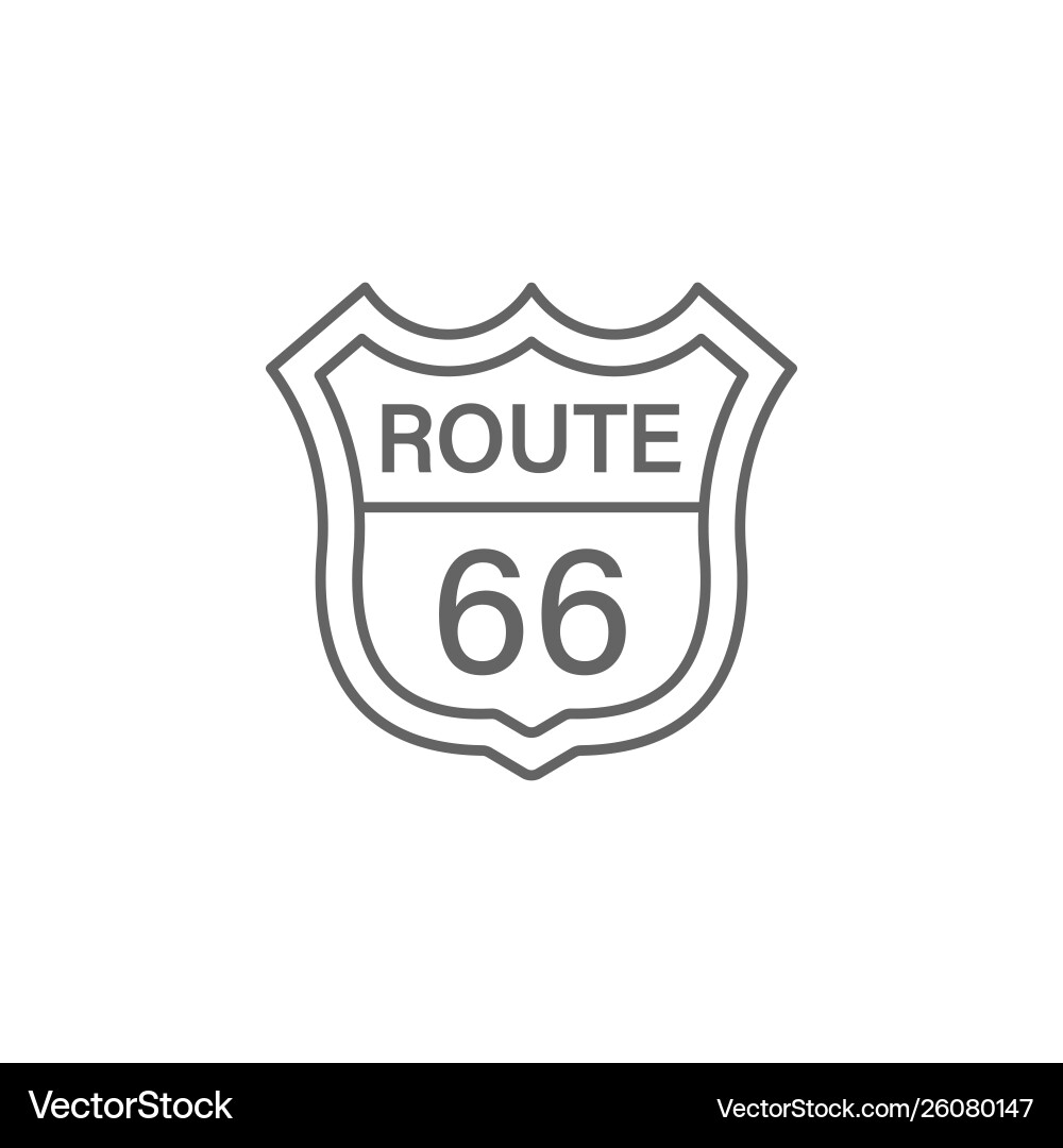 Route 66 road sign traffic outline icon elements Route 66 road sign traffic outline icon elements vector image