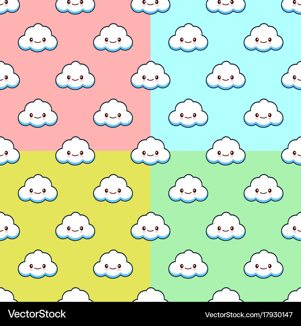 Seamless pattern set with clouds cute vector image