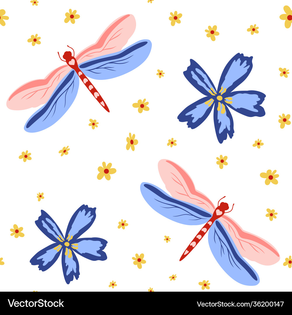 Seamless pattern with dragonflies Vector Image