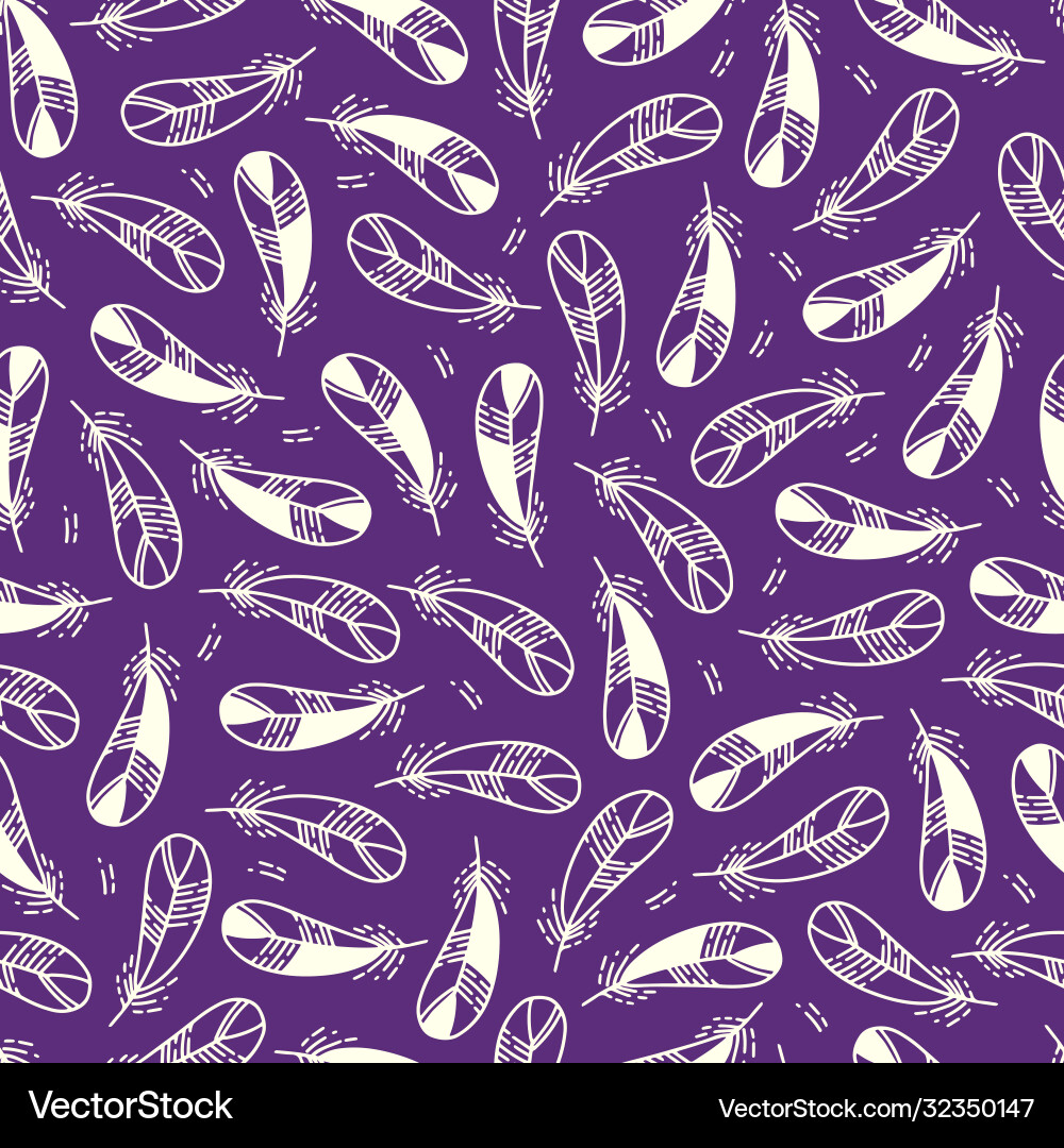 Seamless pattern with feathers on a dark Seamless pattern with feathers on a dark vector image