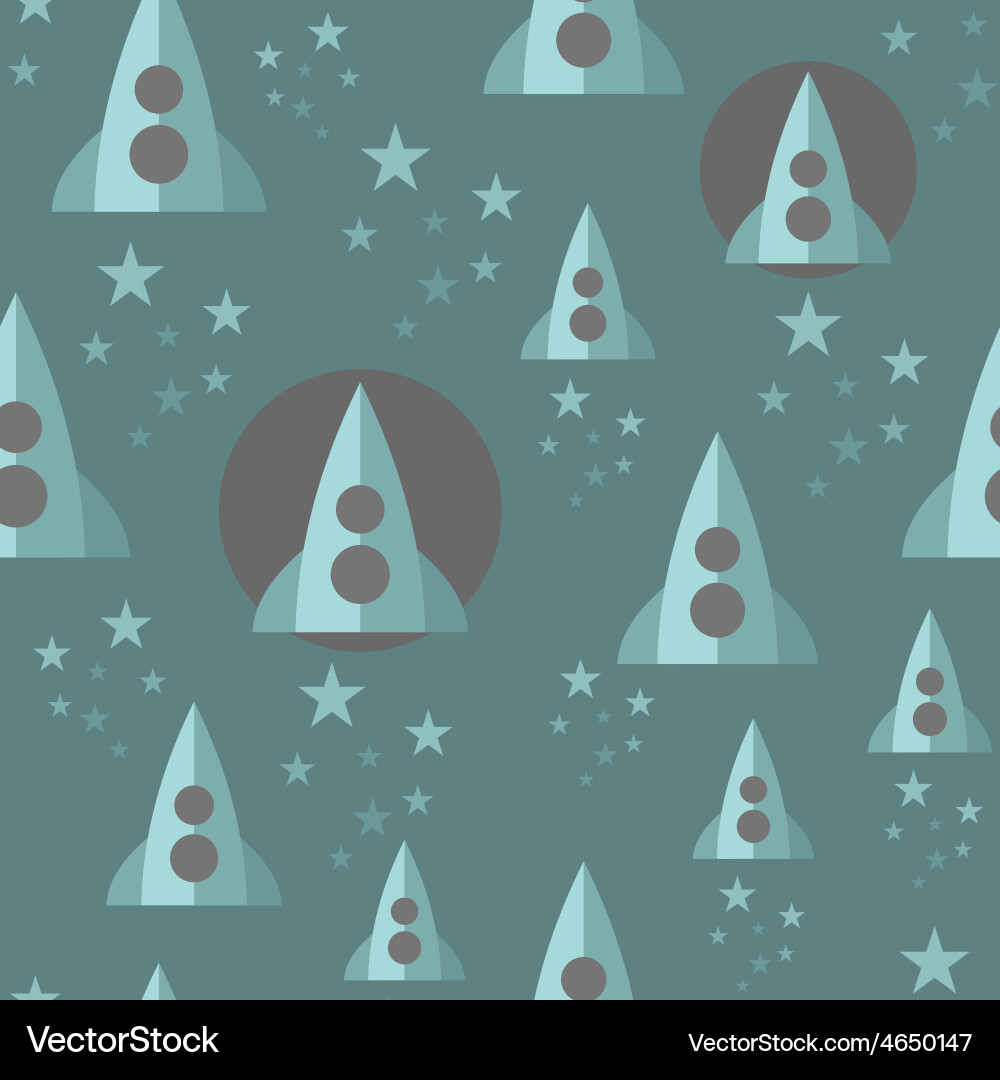 Seamless pattern with space rocket vector image