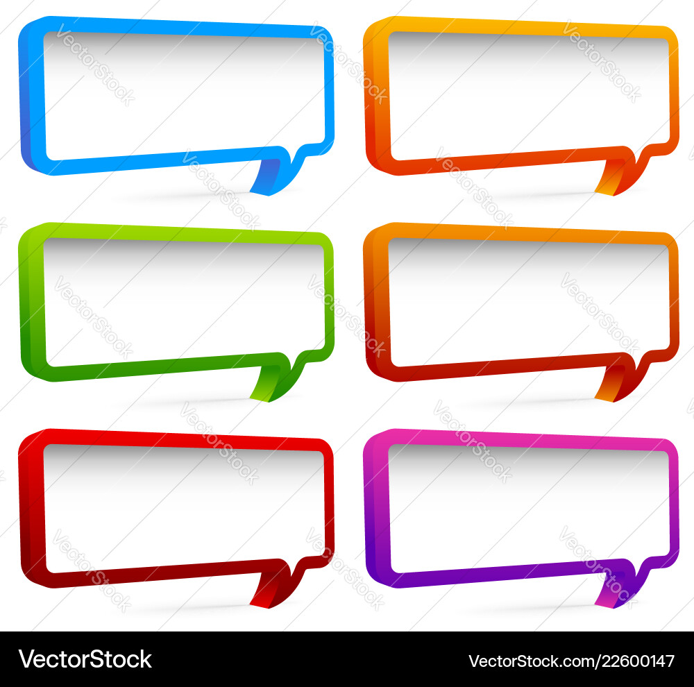 Set colorful rectangular speech bubbles Set colorful rectangular speech bubbles vector image