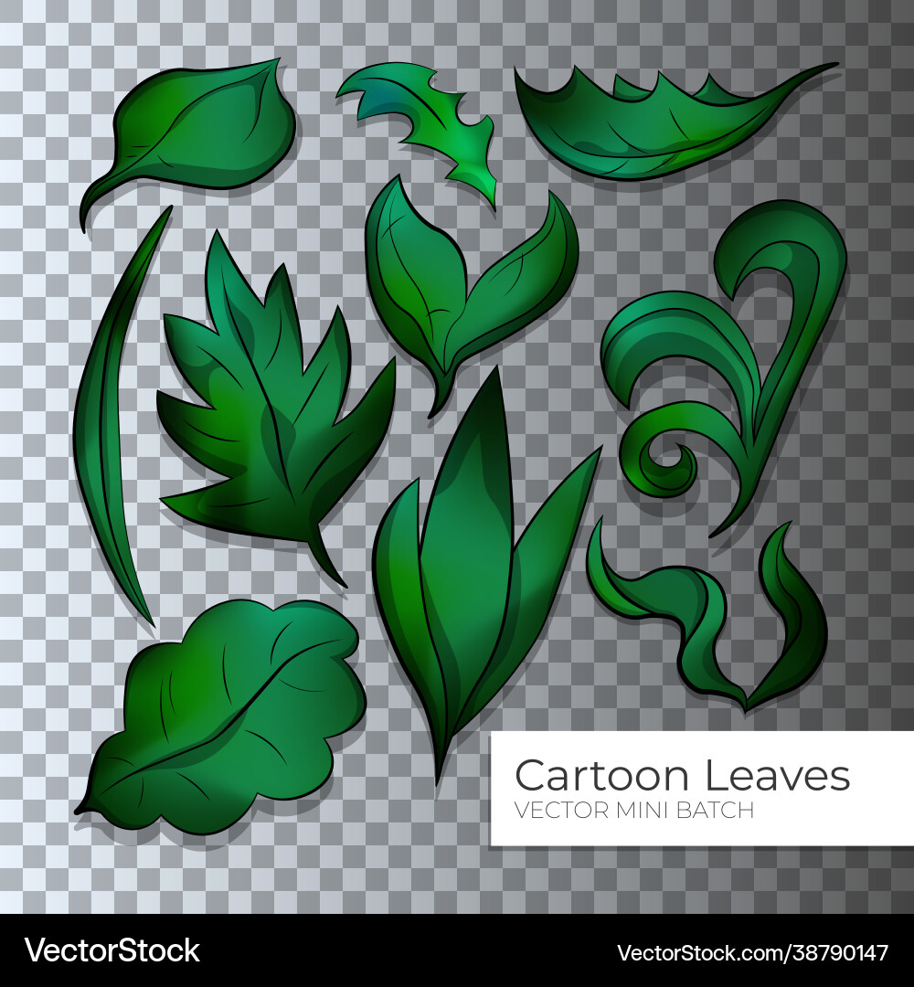 Set leaves batch on transparent Set leaves batch on transparent Vector Image