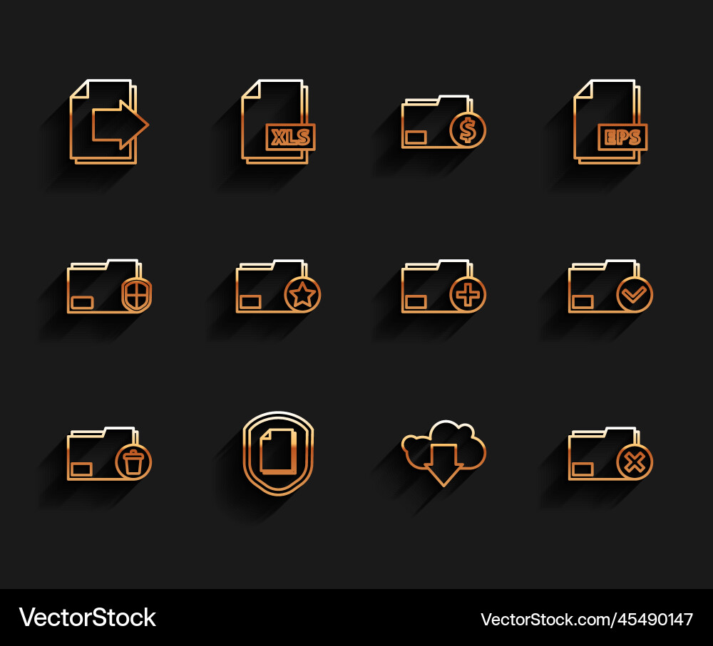 Set line delete folder document protection vector image
