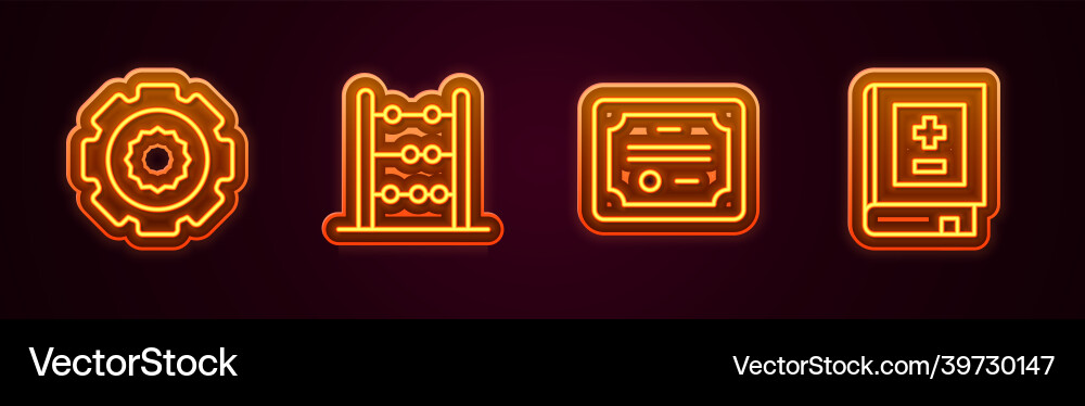 Set line gear abacus certificate template Vector Image