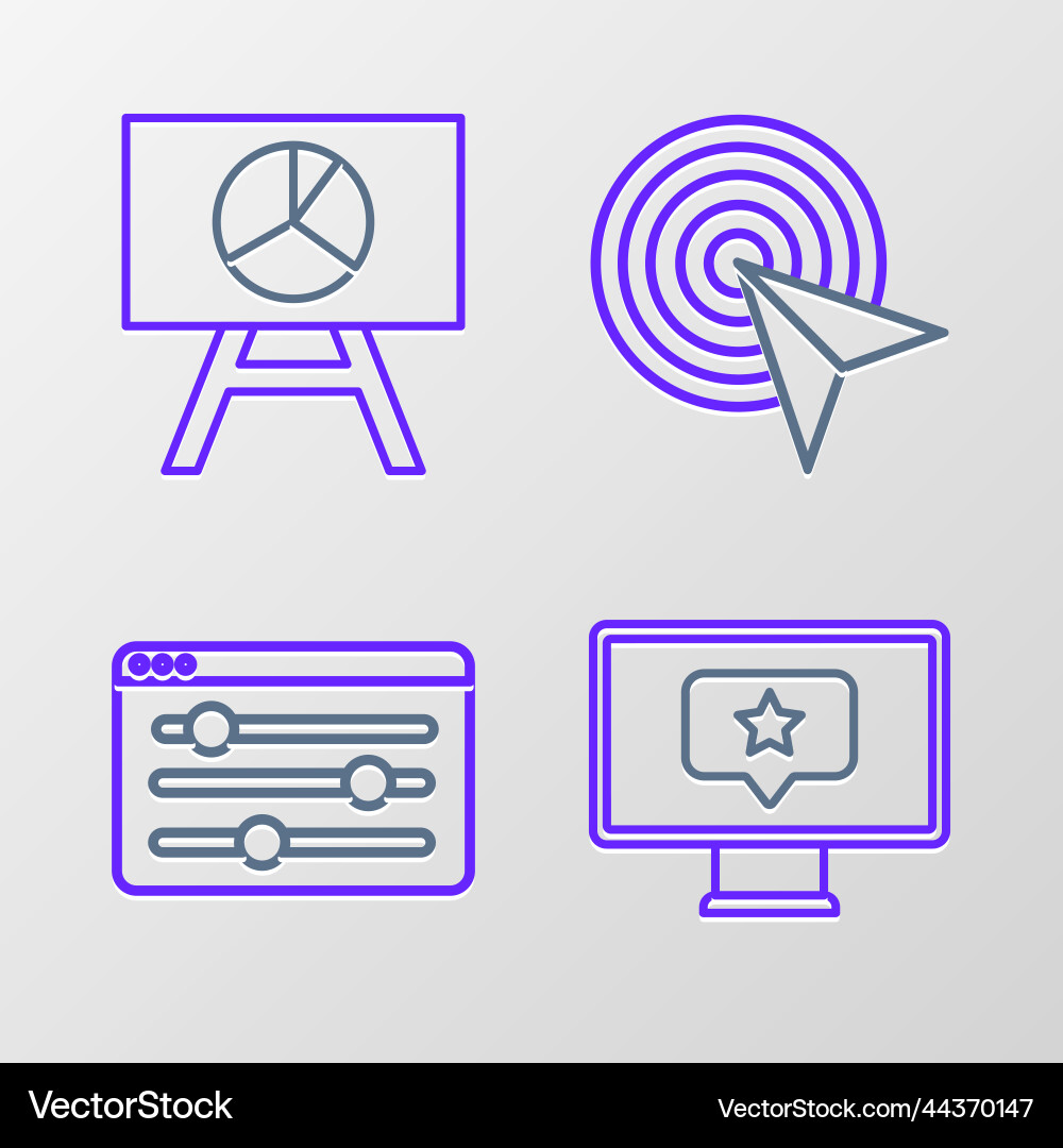 Set line monitor with star browser setting Set line monitor with star browser setting vector image