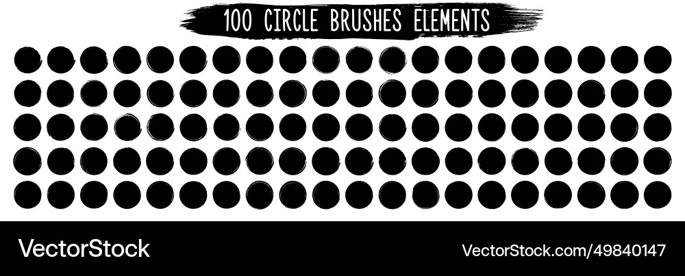 Set of 100 circle brushes elements different Vector Image