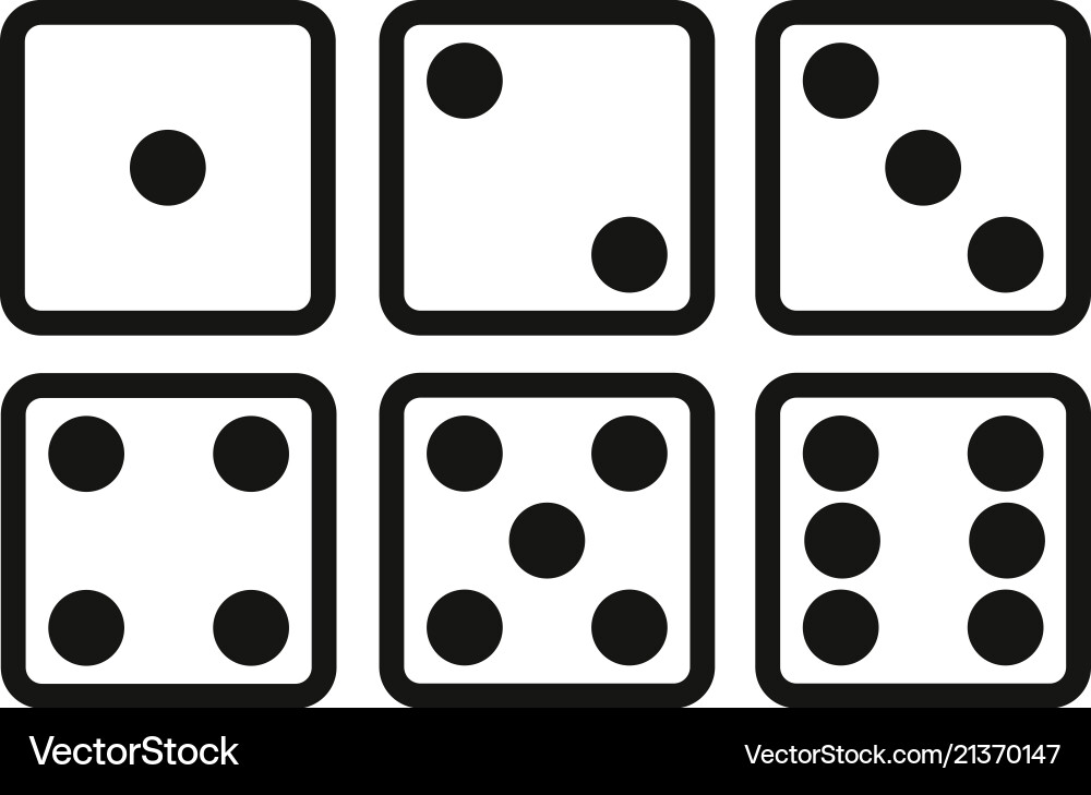 Set of dice line icon on white background six Vector Image