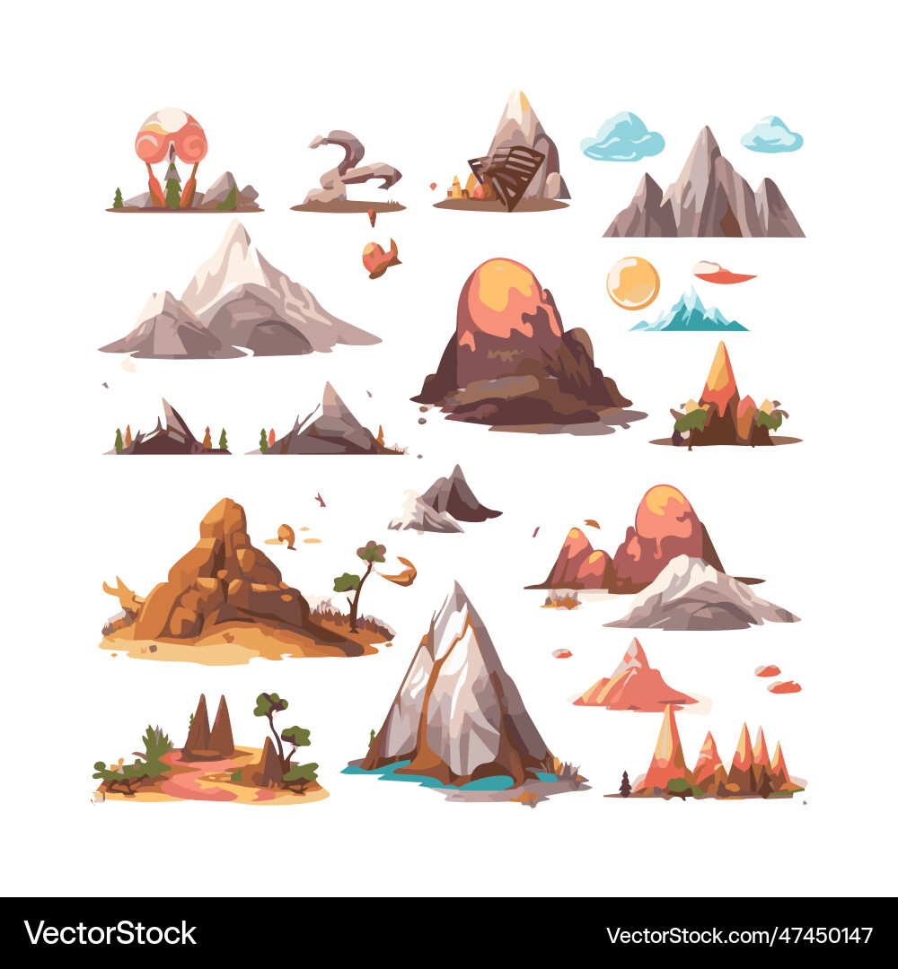 Simple of mountain range isolated white background Vector Image