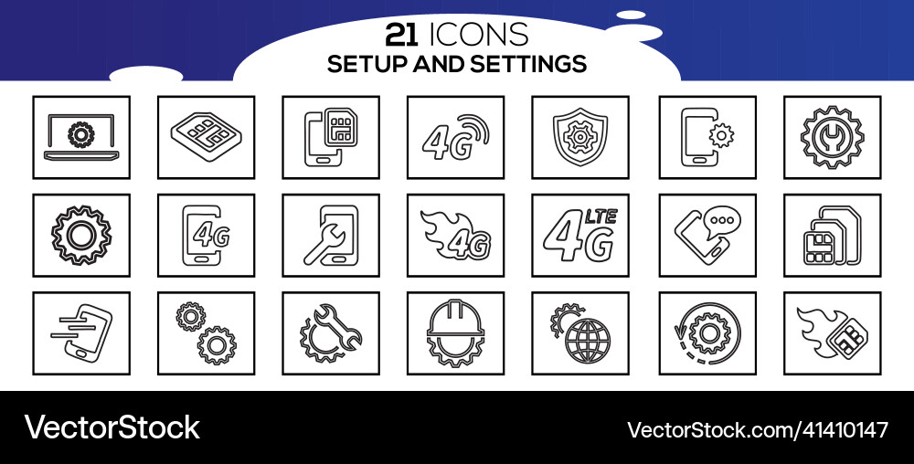 Simple set of setup and settings related line Simple set of setup and settings related line Vector Image