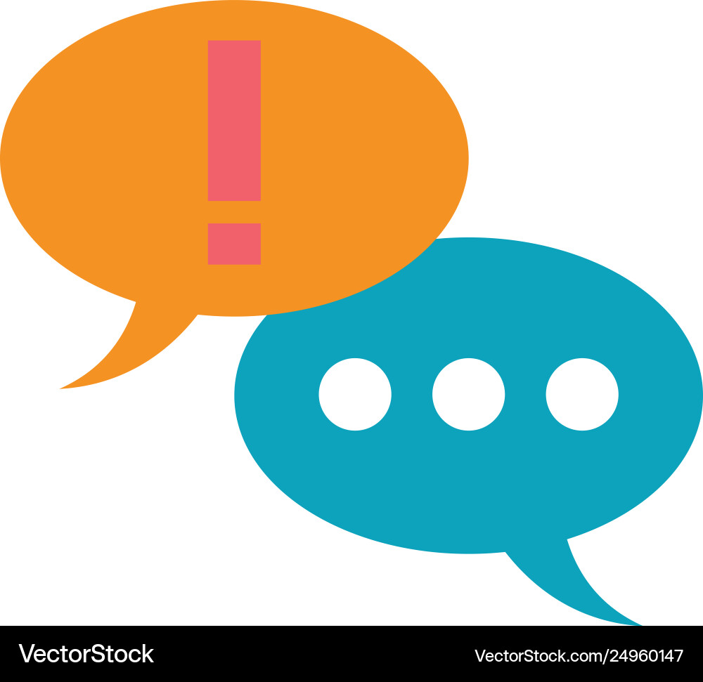 Speech bubbles with attention sign vector image