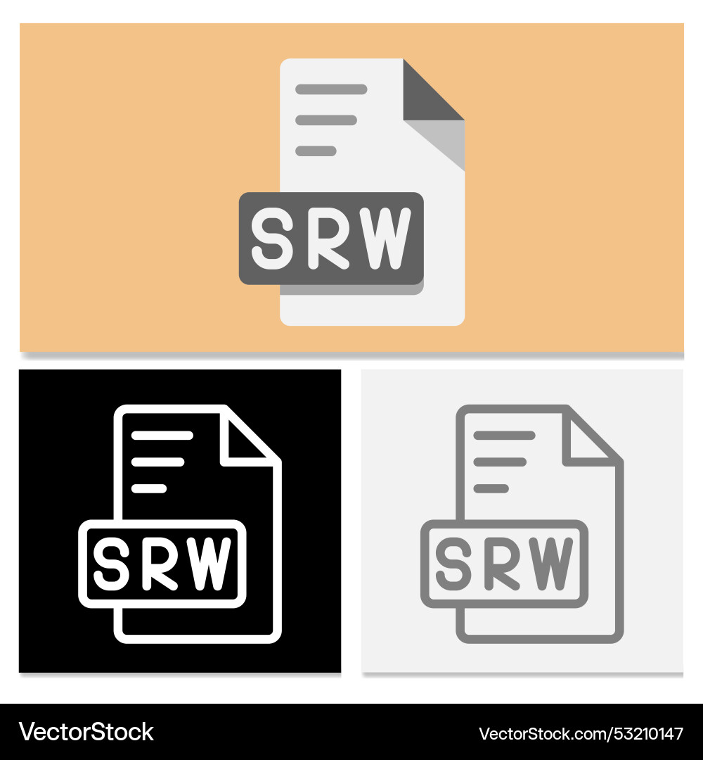 Srw document file format type flat icon Vector Image