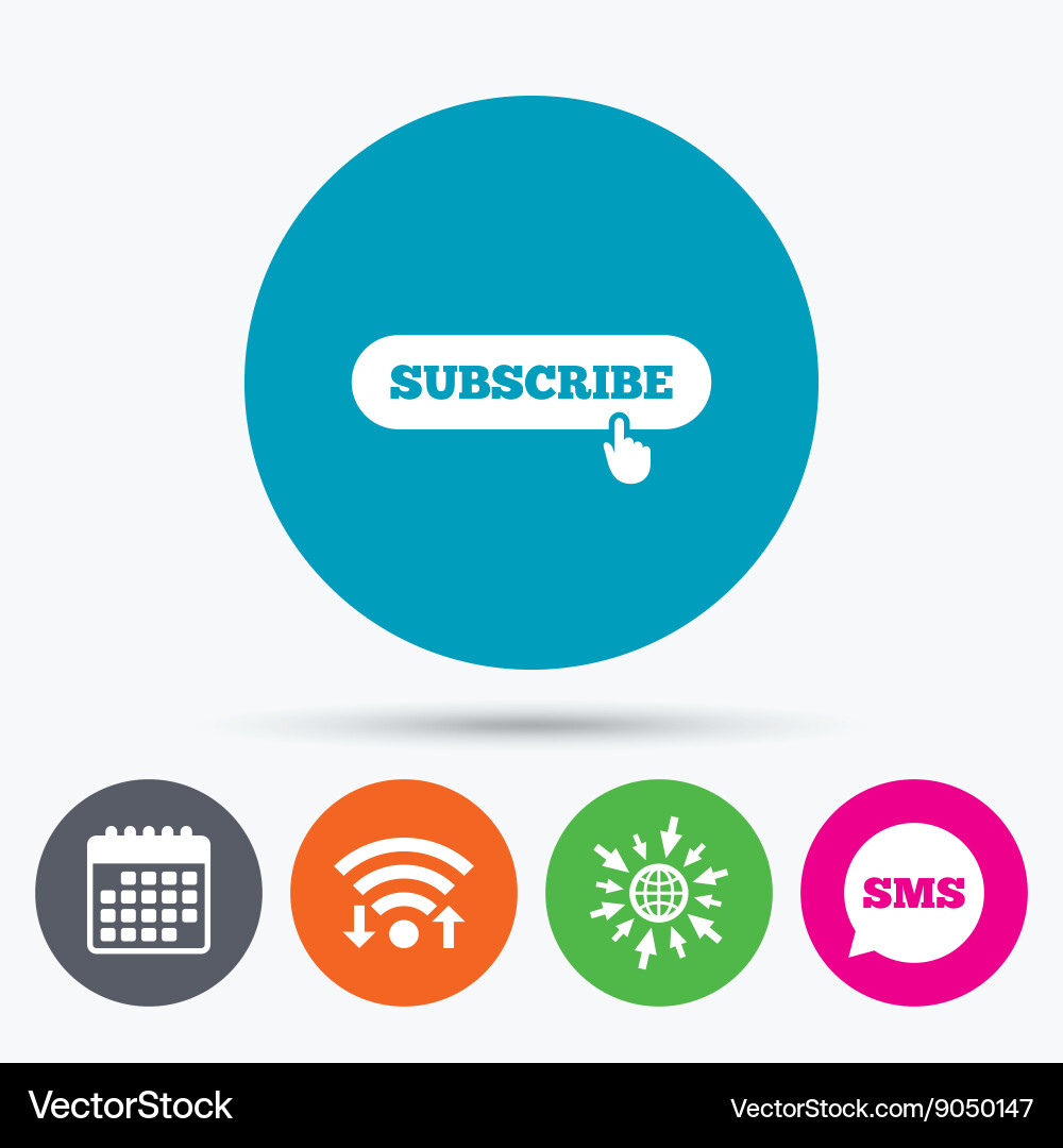 Subscribe with hand pointer icon membership Vector Image