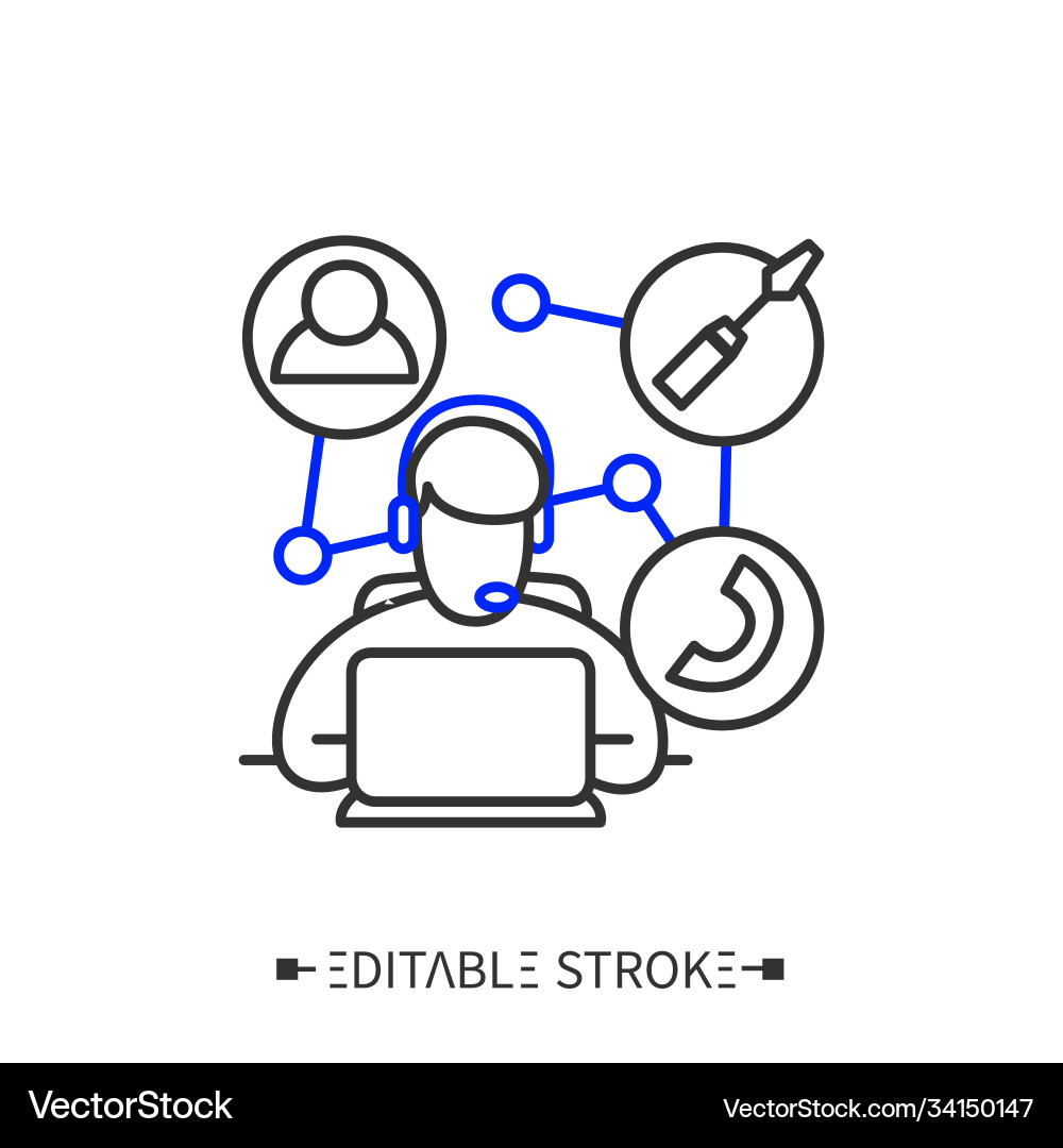 Support manager line icon editable Support manager line icon editable vector image