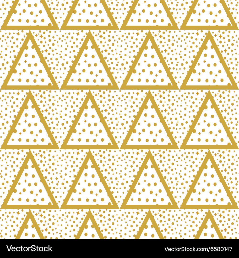 Triangles background with gold dots seamless vector image