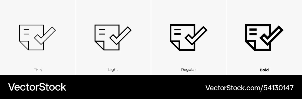 Verification icon thin light regular and bold Verification icon thin light regular and bold vector image