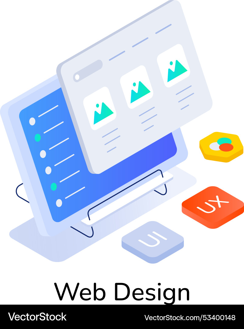 Basic rgban icon of web design in isometric style vector image