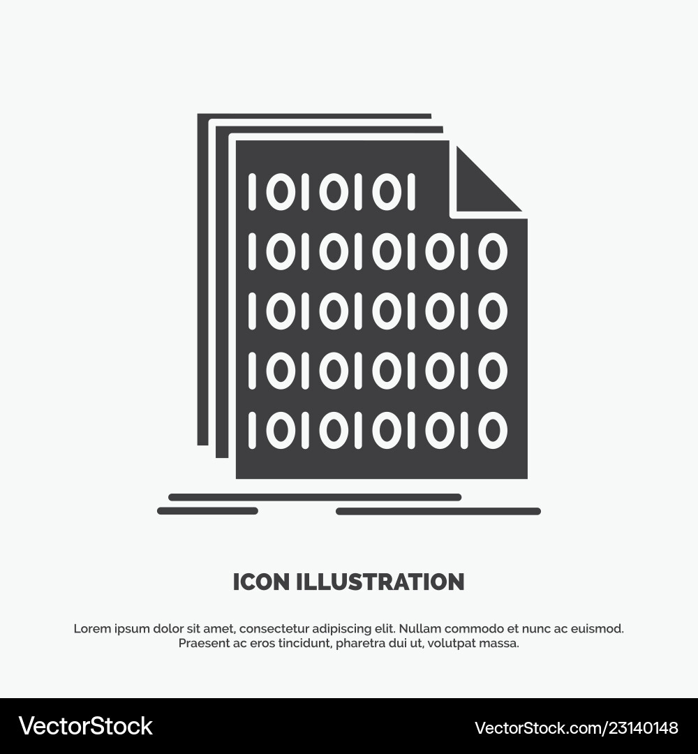 Binärcode-Kodierungsdaten Dokument-Ikone glyph grau Binärcode-Kodierungsdaten Dokument-Ikone glyph grau vektorbild