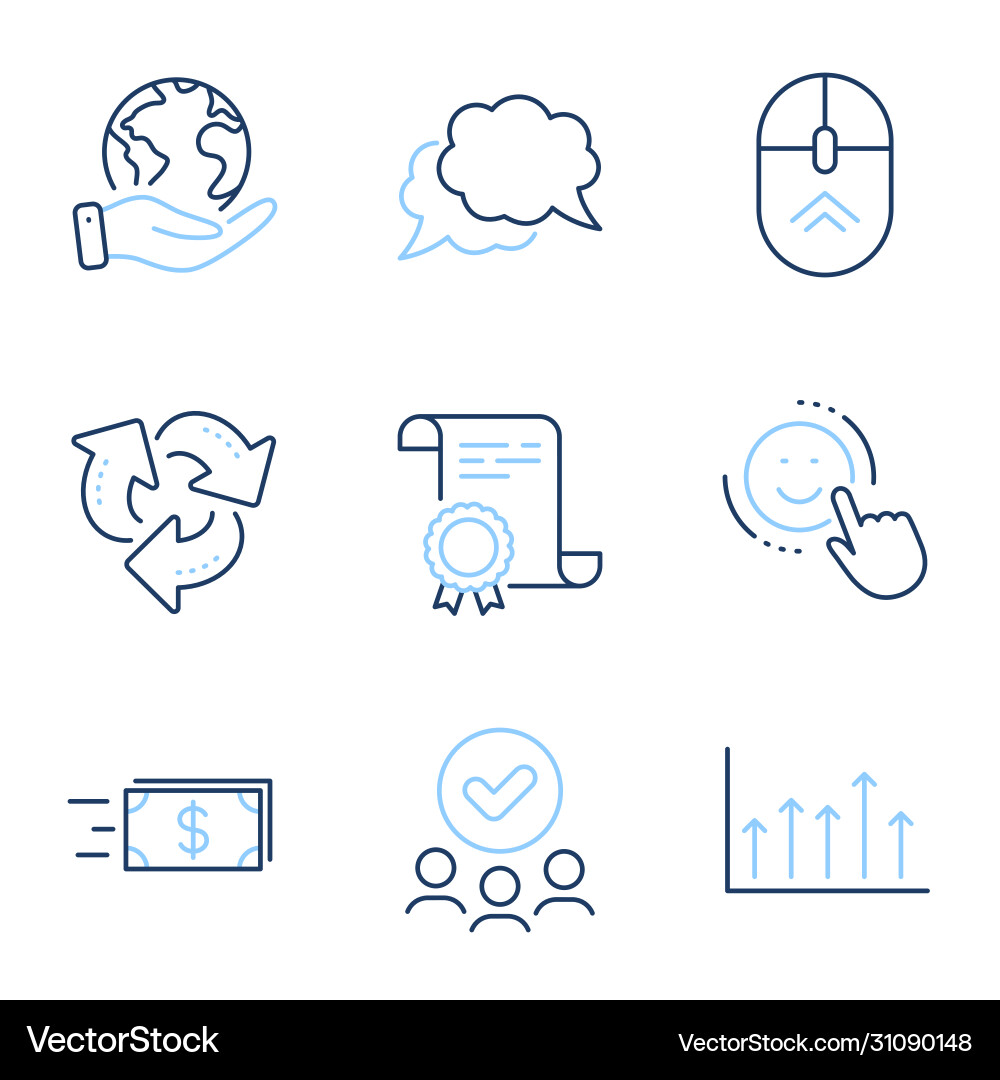 Chat message swipe up and recycle icons set Chat message swipe up and recycle icons set vector image