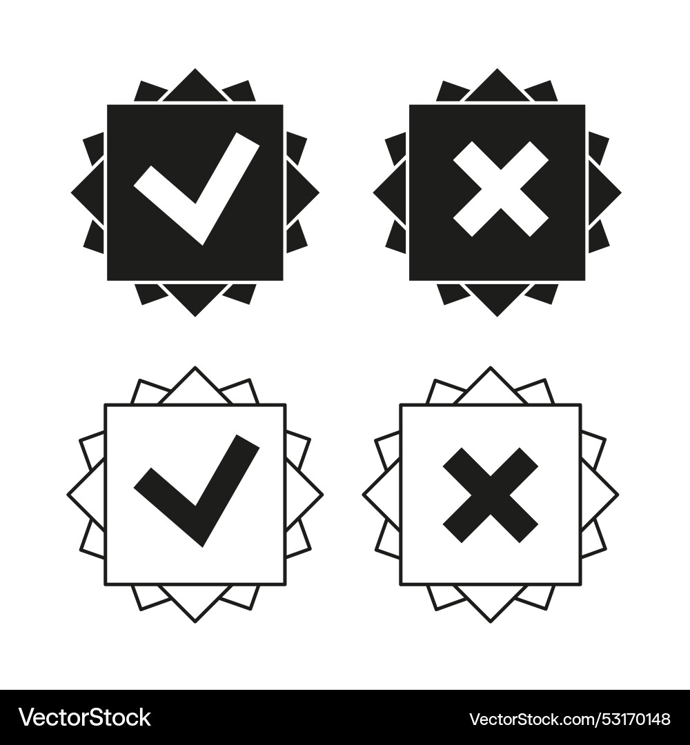 Check and cross mark icons set decision symbols Check and cross mark icons set decision symbols vector image