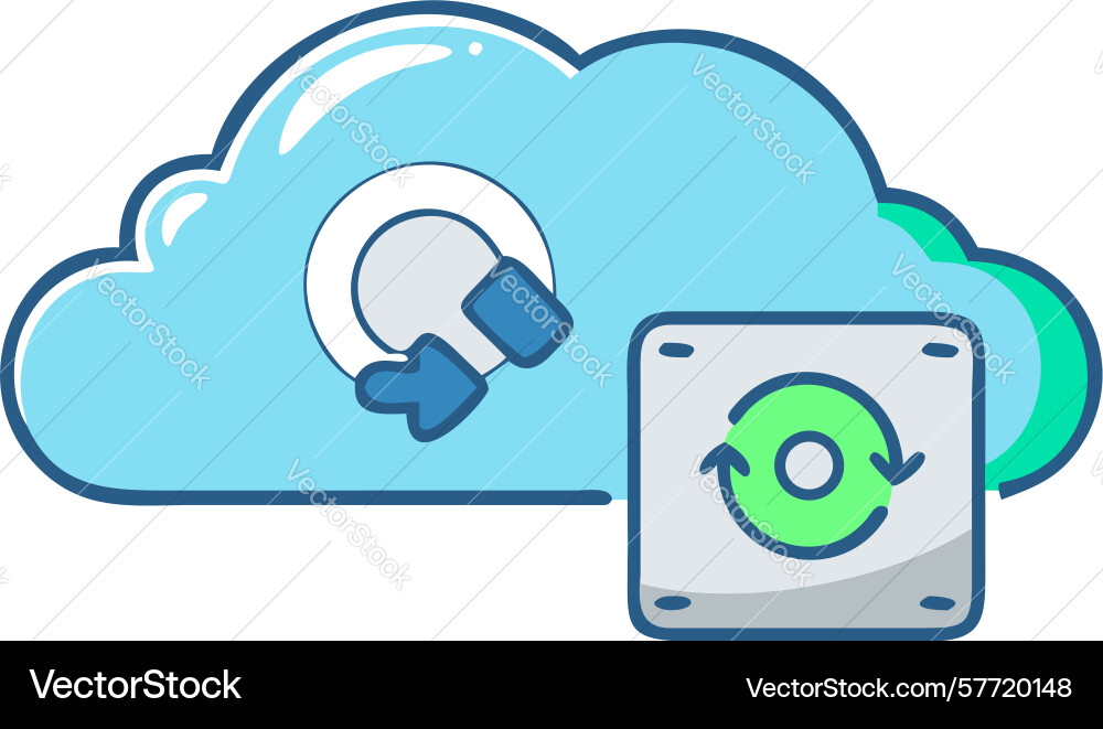 Cloud storage sync and upload data icon design vector image