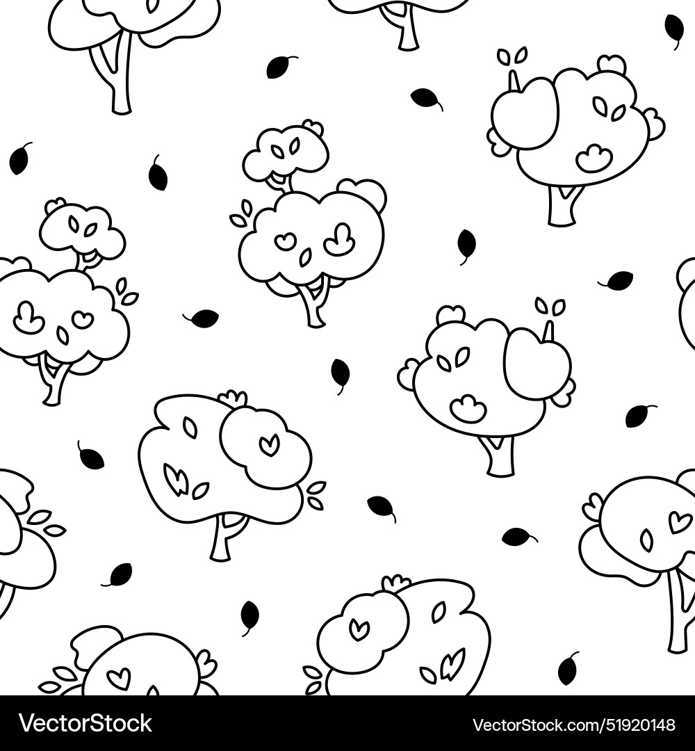 Deciduous tree seamless pattern coloring page Deciduous tree seamless pattern coloring page Vector Image