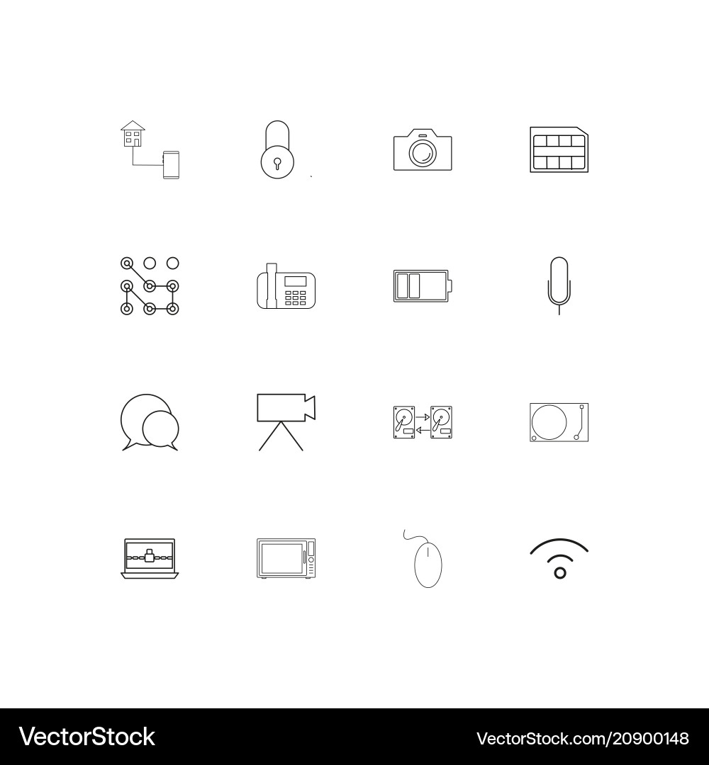Devices linear thin icons set outlined simple vector image
