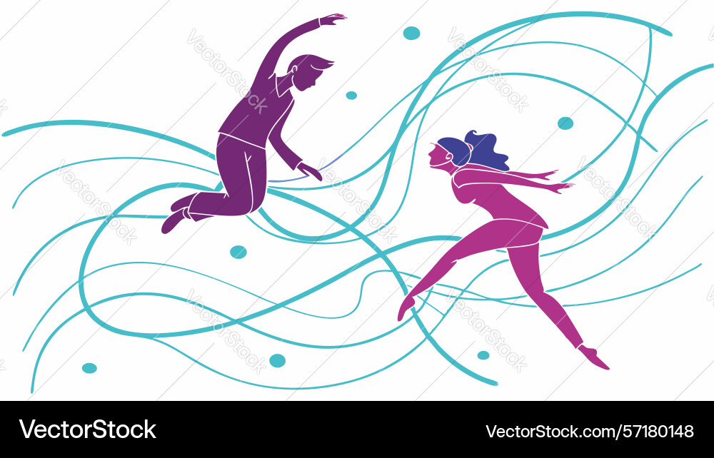 Figures in abstract dynamic motion art design vector image