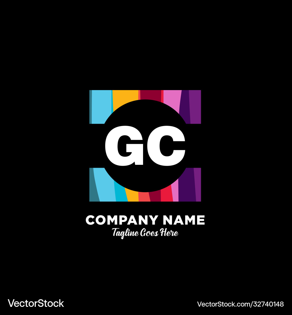 Gc initial logo with colorful template vector image