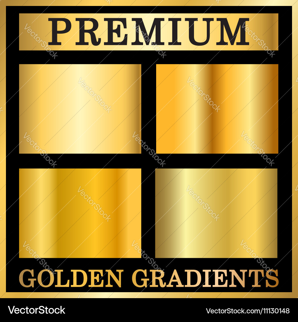 Gold texture square patterns set vector image