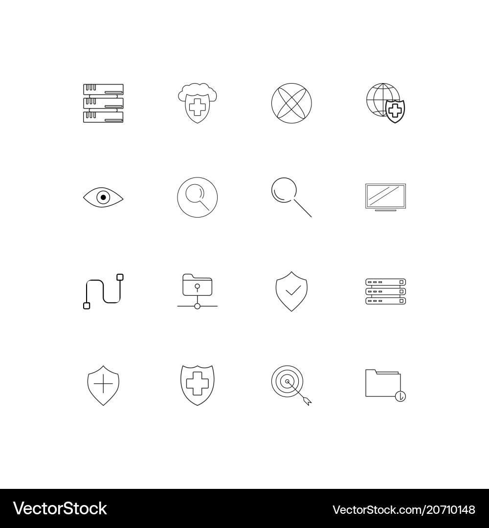 Internet security simple linear icons set vector image