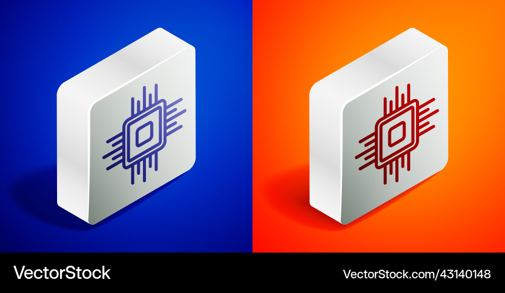 Isometric line computer processor Isometric line computer processor Vector Image