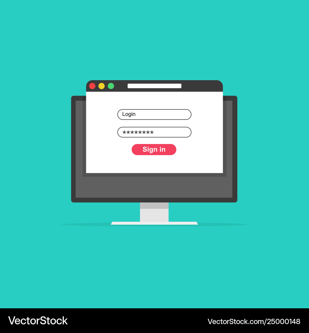 Login Form on Computer Screen vector image