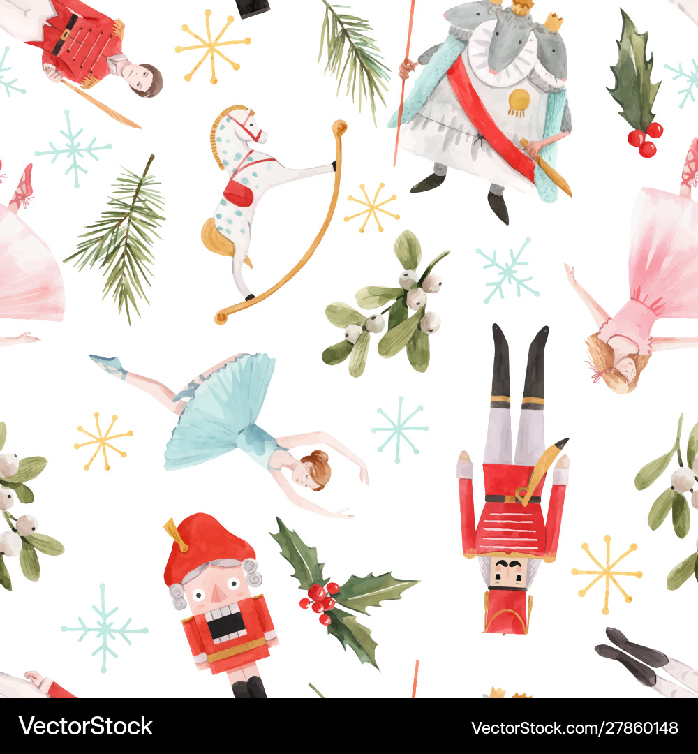Nutcracker Winter Ballet Pattern vector image