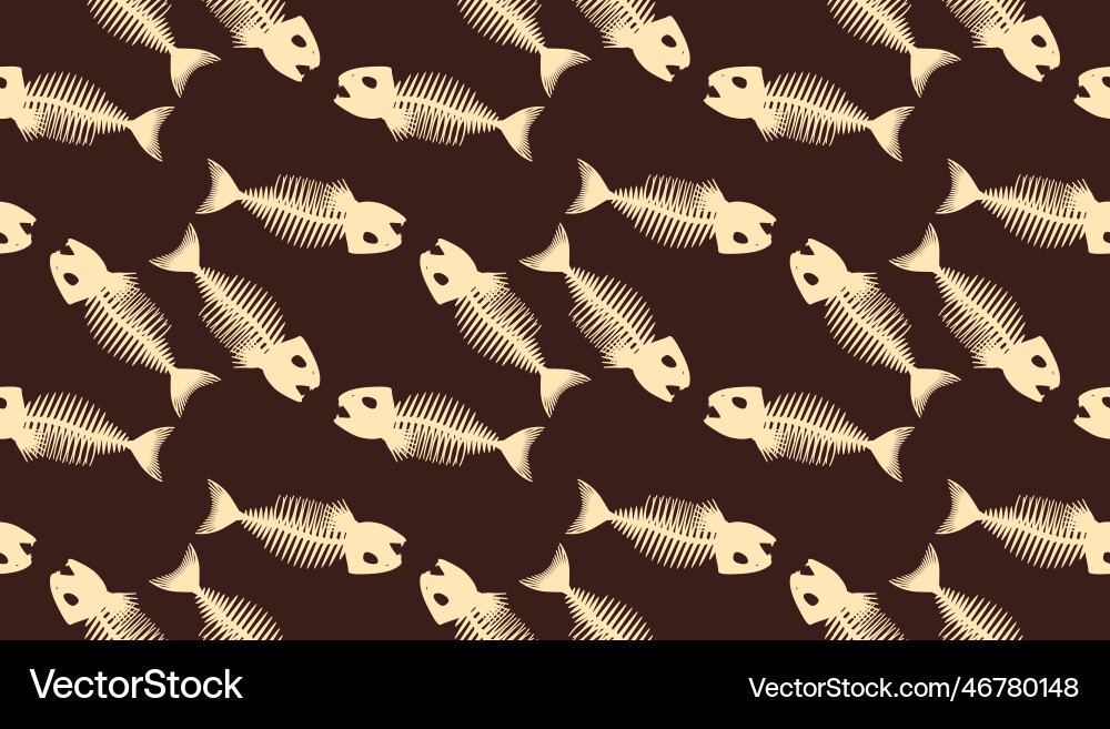 Seamless pattern with fish skeletons endless Seamless pattern with fish skeletons endless vector image