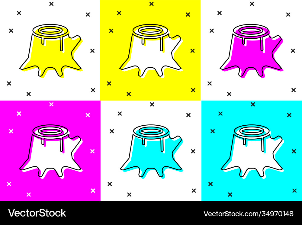 Set tree stump icon isolated on color background Set tree stump icon isolated on color background vector image
