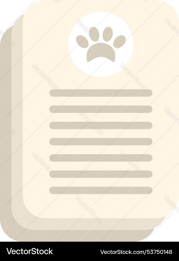Stack of papers with paw print icon representing Stack of papers with paw print icon representing vector image