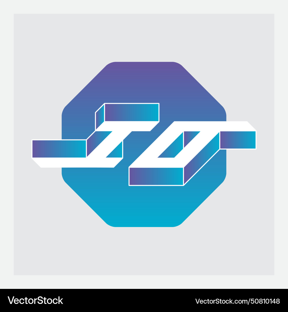 Three-dimension letters i and o on a hexagonal Vector Image