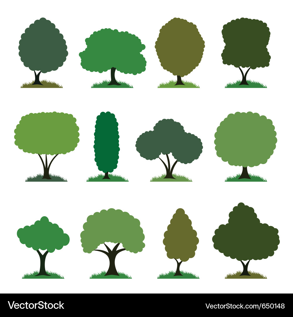 Tree Icon Set Vector Image